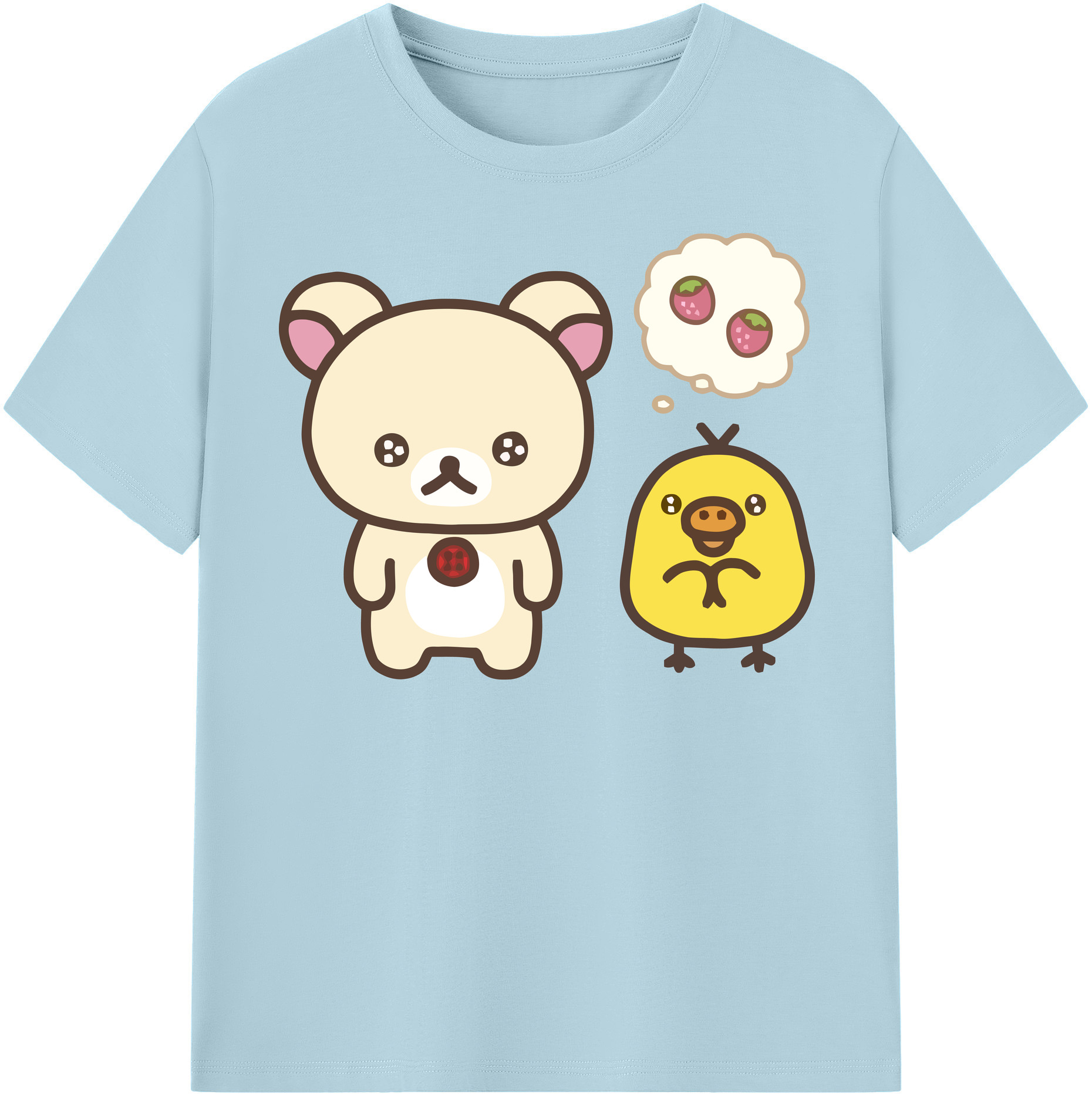 （画像用） リラックマ リラックマ キイロイトリ Rilakkuma Korilakkuma Kiiroitori 綿100％半袖Tシャツ（フロントプリント）